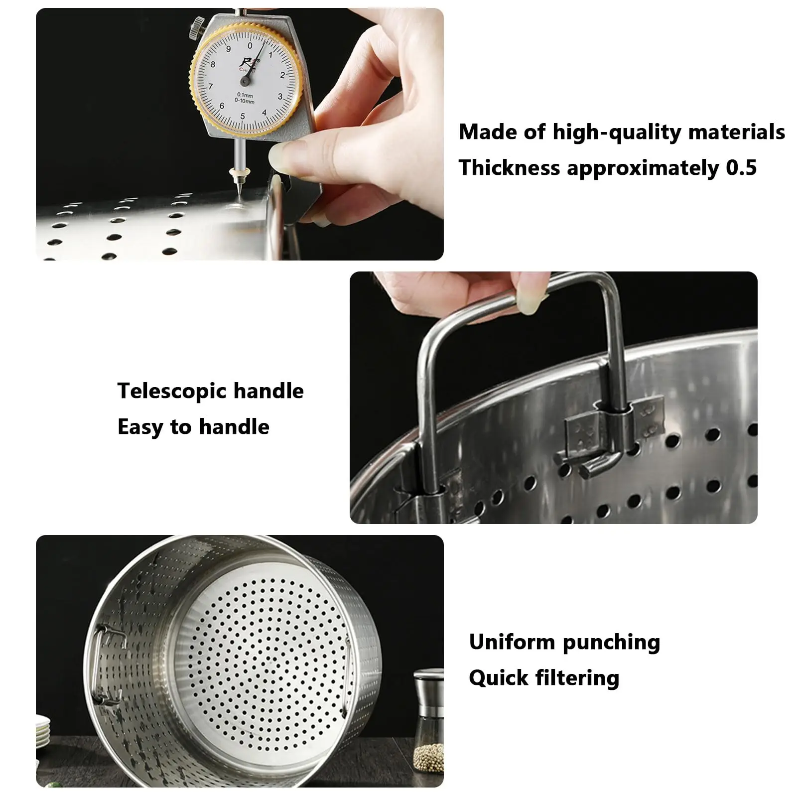 35cm Stainless Steel Stock Pot with Strainer Basket for Seafood Boil Pot Deep Fryer Pot for Family Gatherings Lobster Boil Pot