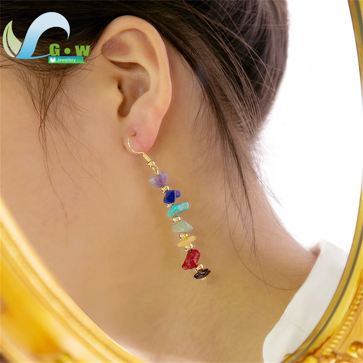 

Необычные висячие серьги ручной работы с пляжным камнем, красочные гравийные украшения ручной работы, идея подарка для женщин и девочек