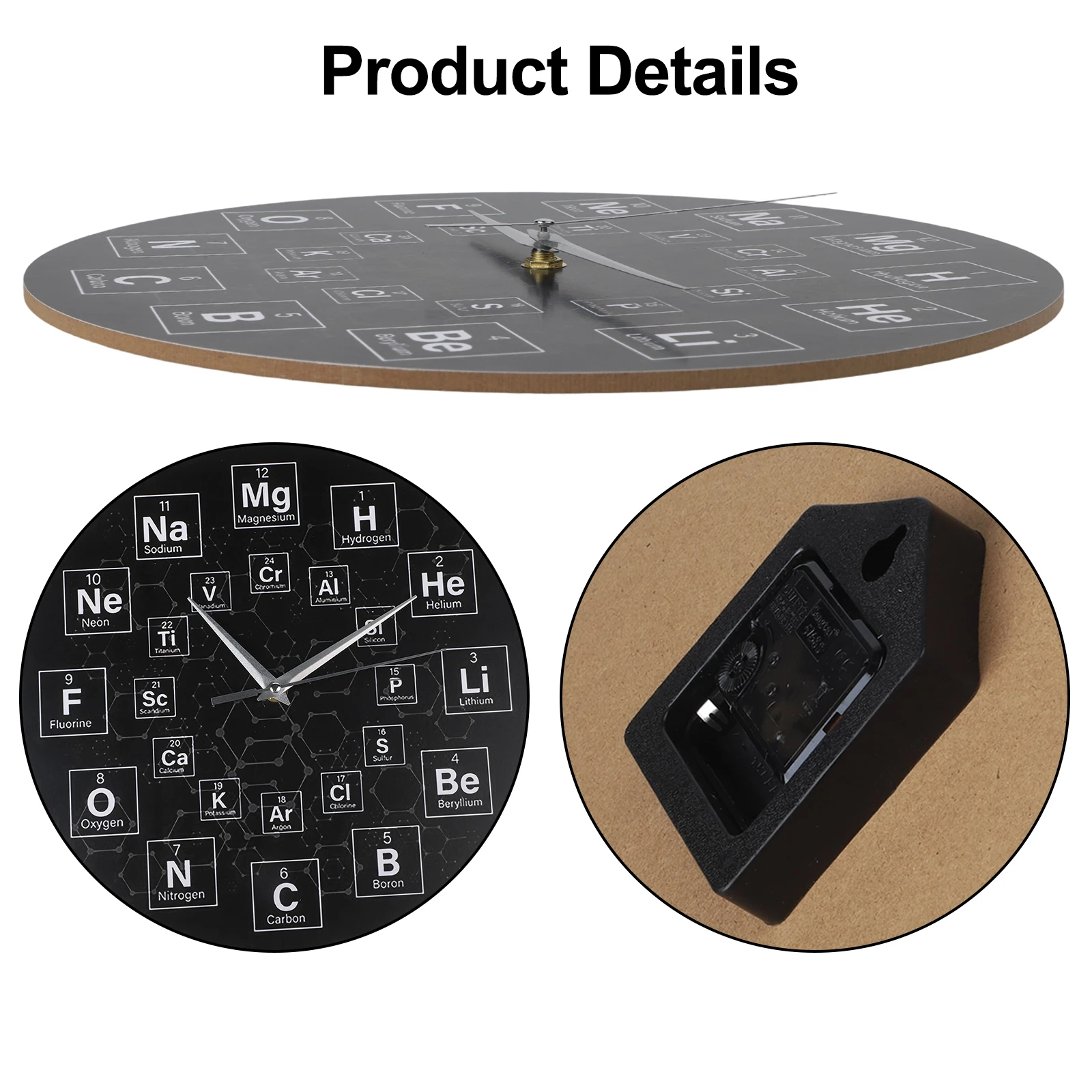Periodic Table Wall Clock Unique Decorative Clock Featuring Chemistry Symbols for Home Classroom or Office Use