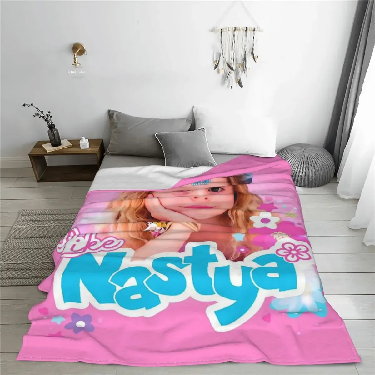 Cute Like Nastya Blankets Coral Fleece Plush Summer Air Conditioning Kawaii Cartoon Throw Blanket for Sofa Car Bedding Throws