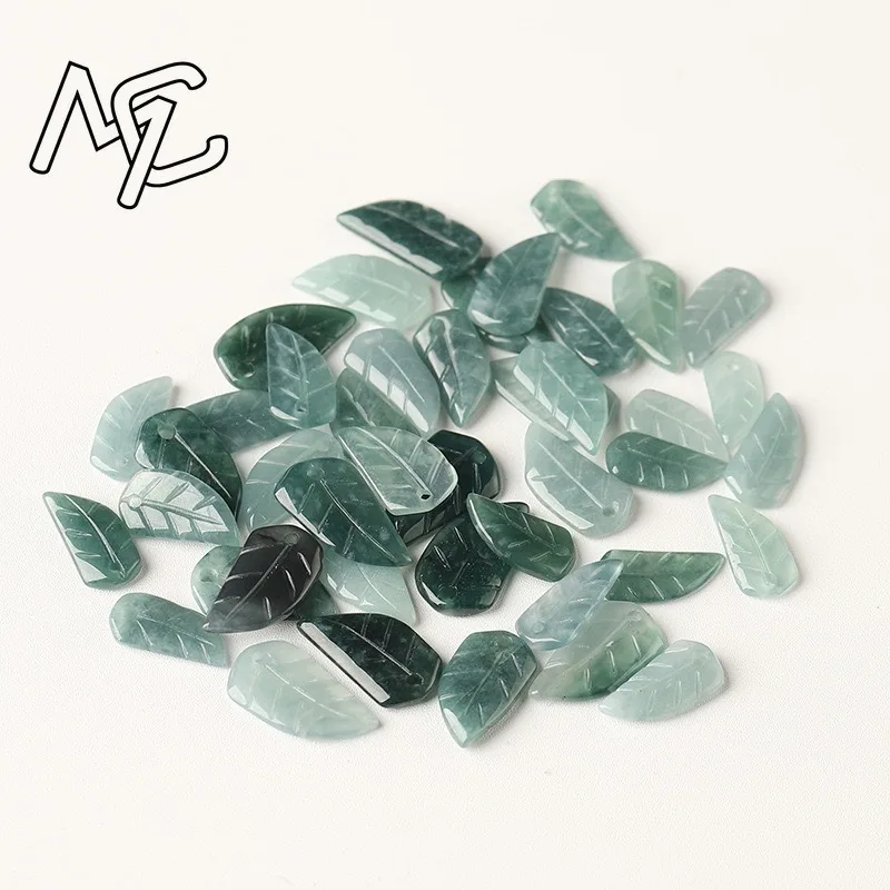 10PC Natural Jade Emerald Blue Water Leaf Gourd Beads Gourd Beads Accessories DIY Bangle Earring Charm Jewellery Luck Man Amulet - Image 3