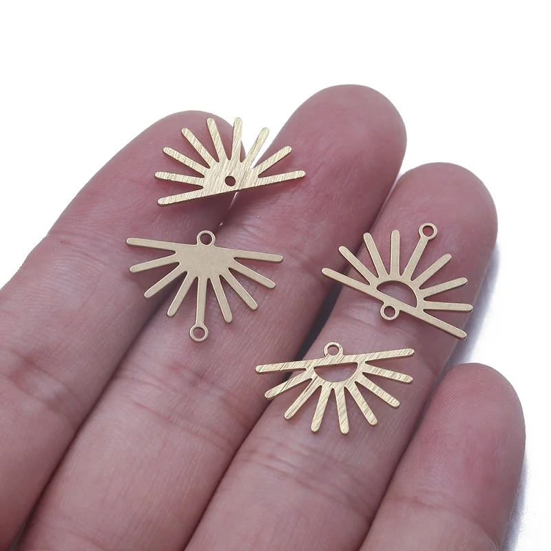 10pcs Brass Half Sun Flower Charms Connector Semicircle Sun Burst Link Pendant for DIY Earrings Necklace Jewelry Making Supplies