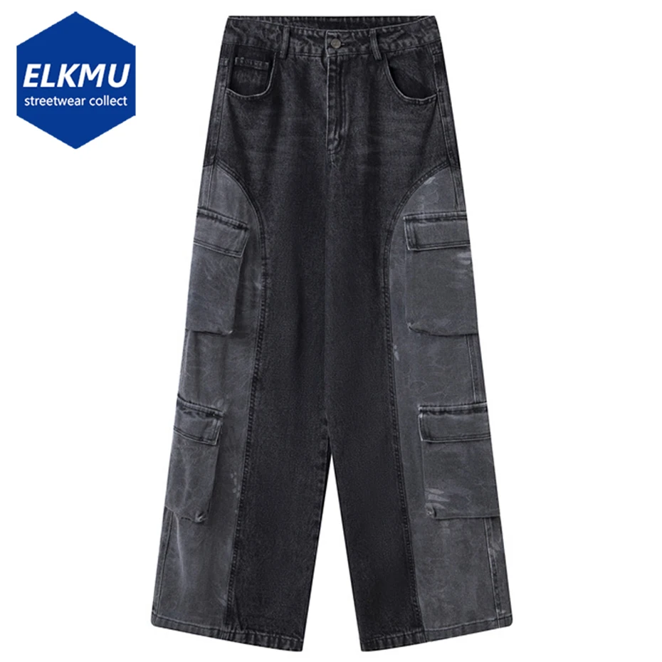 

Multi Pocket Patchwork Baggy Jeans Men Vintage Loose Straight Denim Pants Streetwear Harajuku Hip Hop Jeans