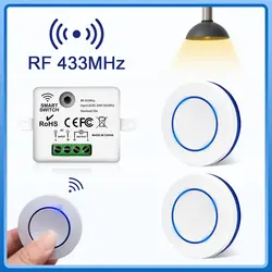 RF433Mhz Wireless Remote Control Light Switch 10A Relay Controller Mini Round Button Wall Panel Switch For LED Lamp AC100-240V