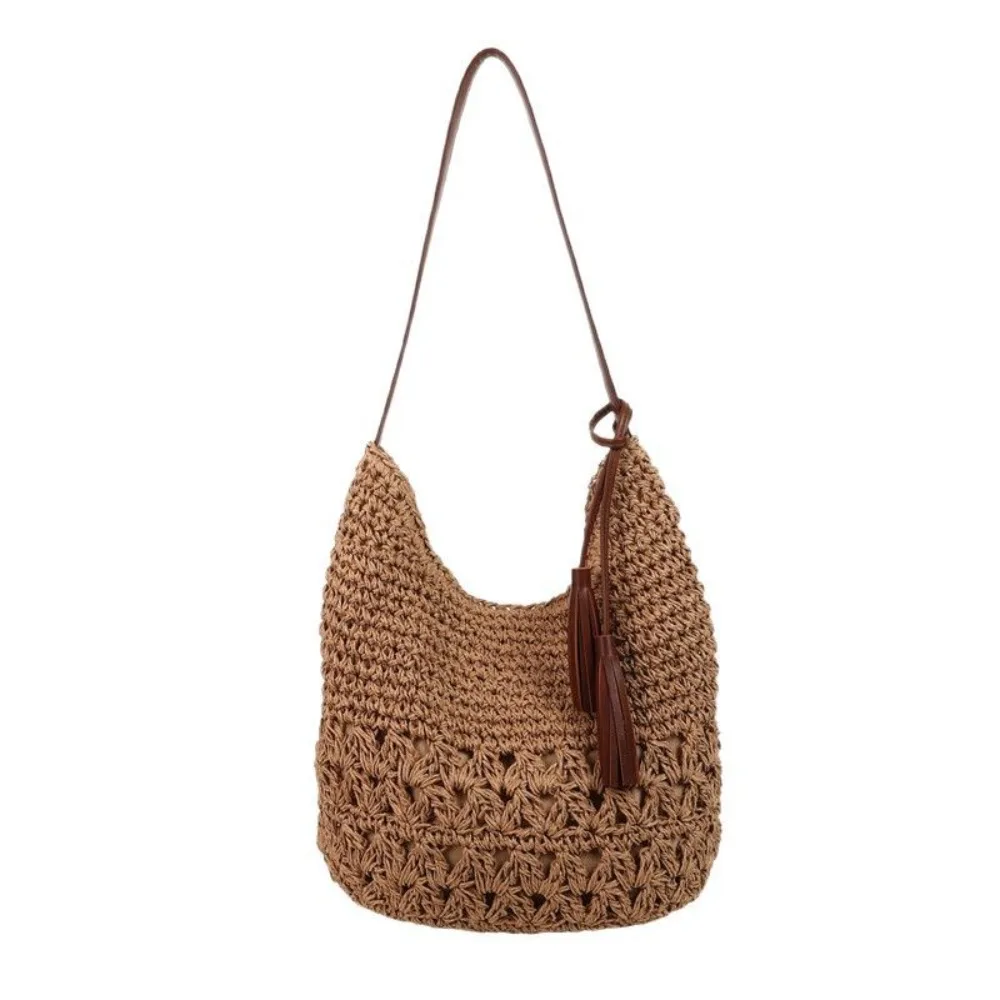 

New Summer Weave Straw Bag Boho Casual Straw Shoulder Bag Beach Leisure Tassels Tote Bag for Ladies/Girls