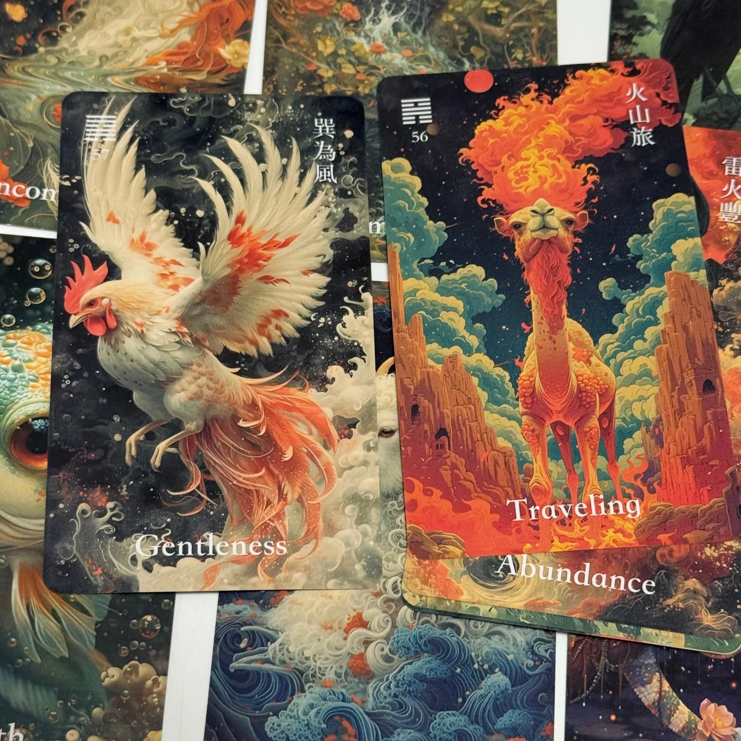I-Ching Oracle Dragon Deck : 64 cartes de divination avec hexagrammes traditionnels et art animalier mystique – Sagesse ancienne