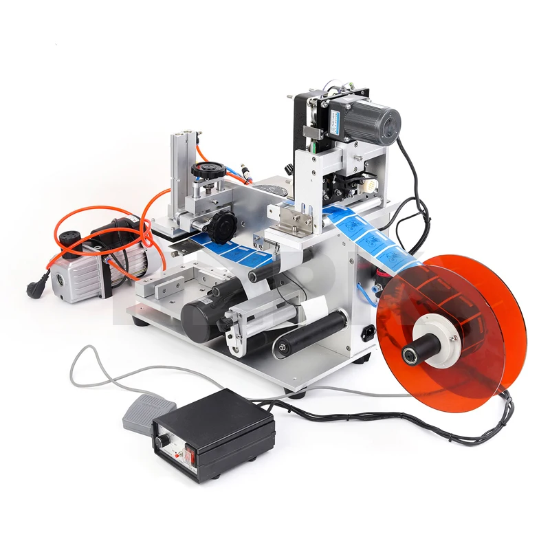

HZPK Semi-automatic Flat Sticker Labeling Printing Machines for Bag Cans Leather with Coding
