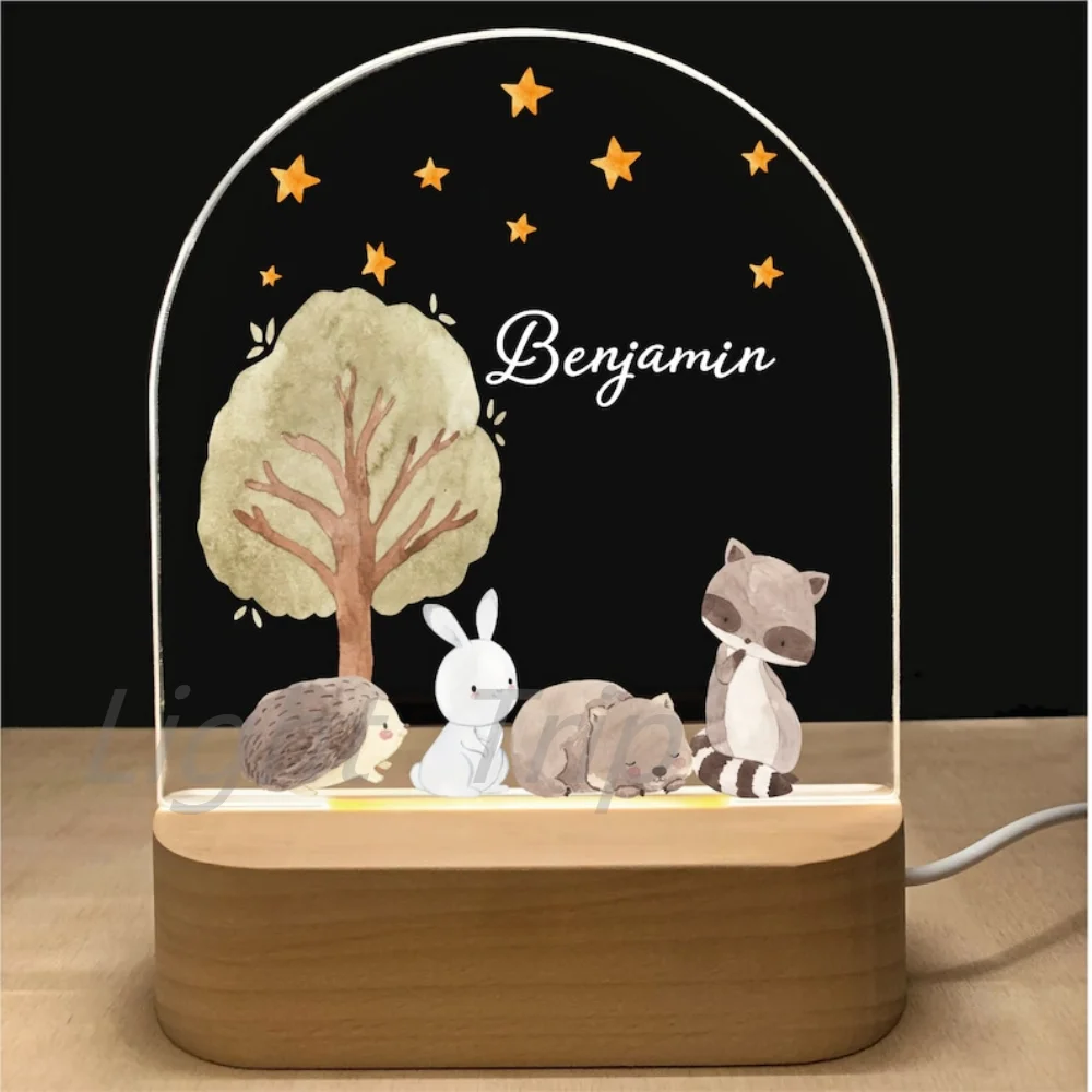 Luz LED de noche con nombre de bebé personalizado, lámpara acrílica de 7 colores para niños, dormitorio, decoración del hogar, regalo de primer