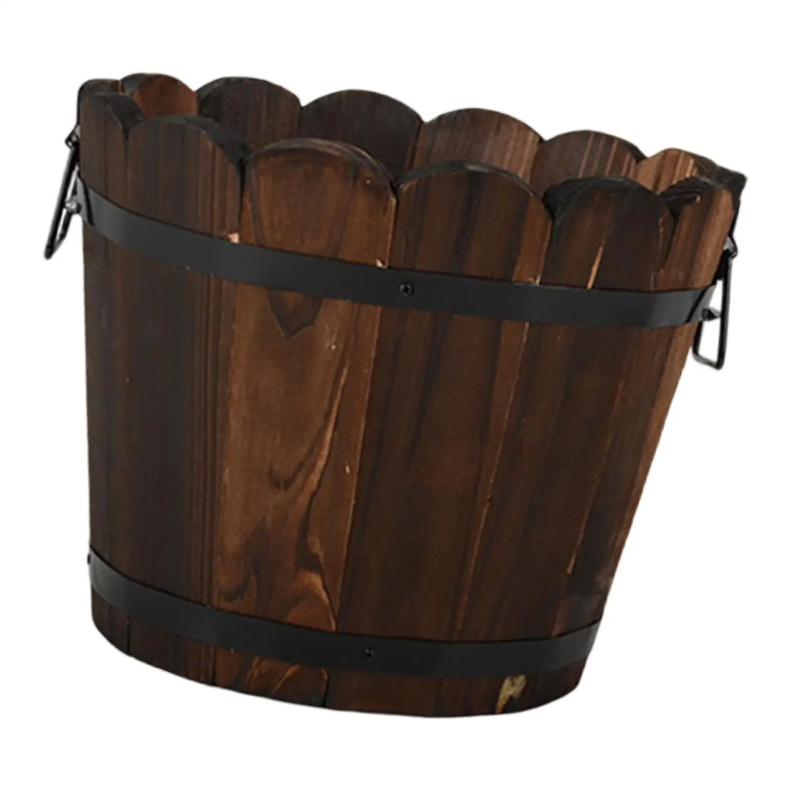 Wood Barrel Planter Floral Arrangement Container Ornament Gift Versatile Vintage Design Flower Pot for Indoor Gardening Lover