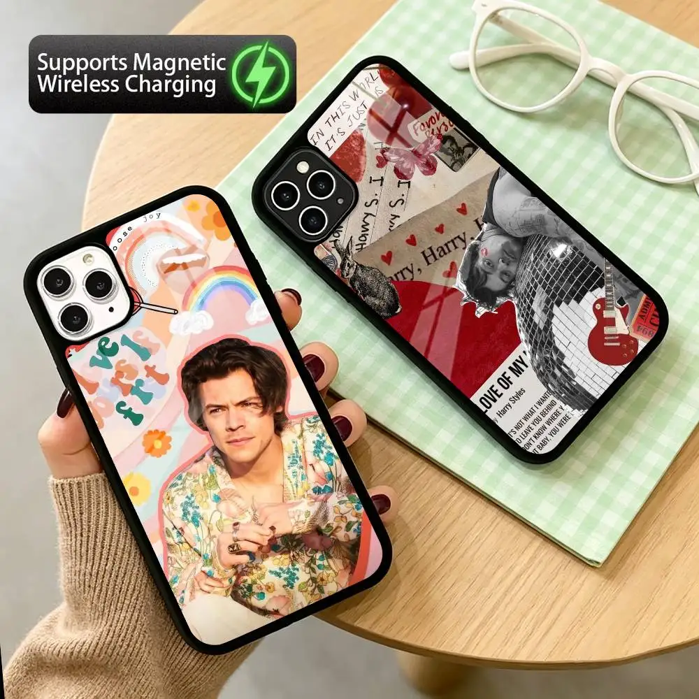 

Cool H-Harry Styles Singer Phone Case For iPhone17,16,15,14,13,12,11 Plus,Pro Supports Magnetic Wireless Charging