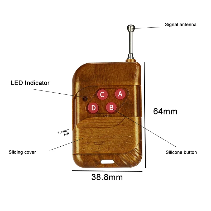 Mando a distancia inalámbrico Universal para puerta de garaje, clonación de código, 433Mhz, 4 canales