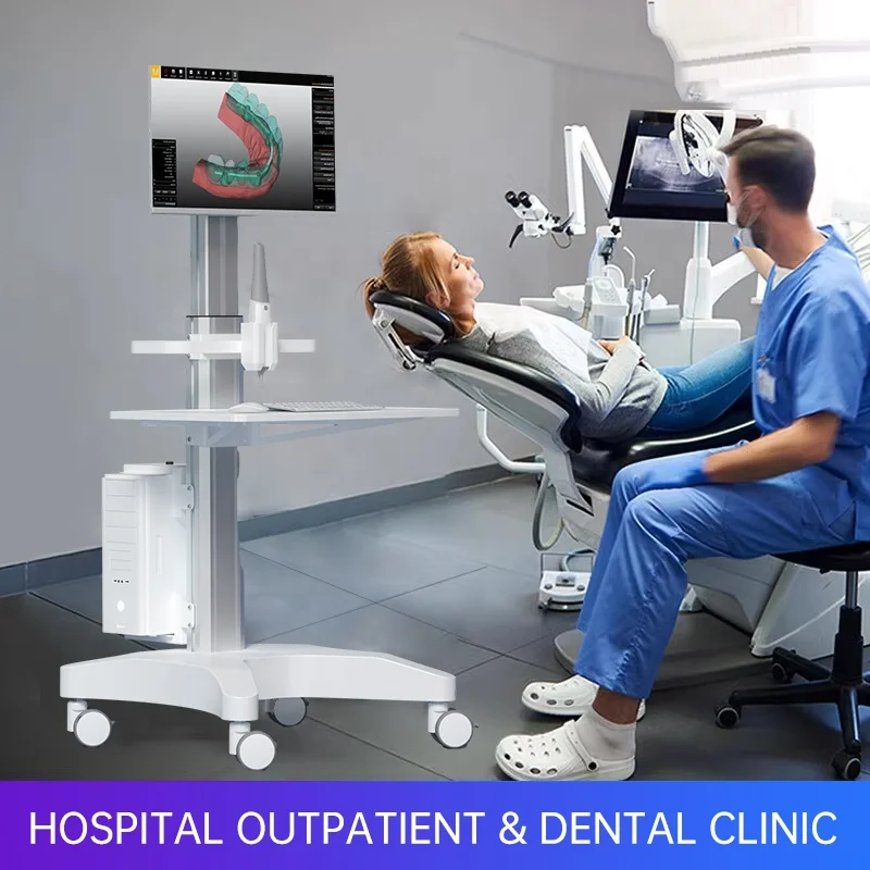 Dentals Scanner Trolley Device With Monito Mount And Oral Scanner Holder Dentals Clinic Cart For Hospital Clinic