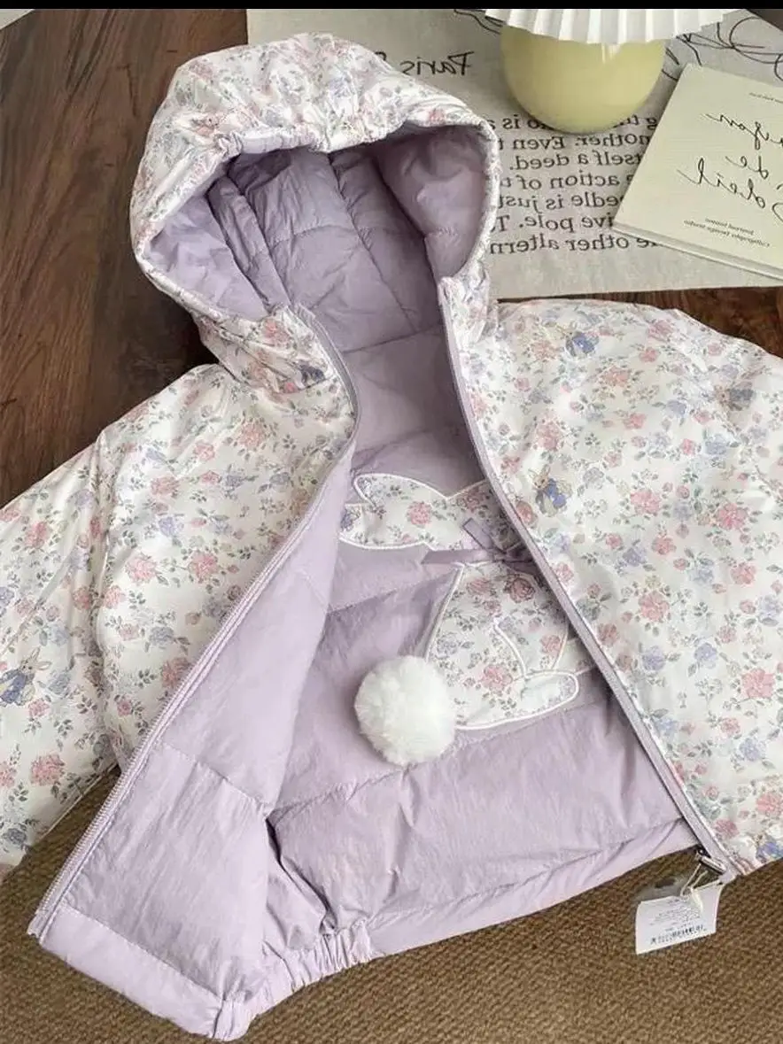 

Thiened Floral Print Cotton Jaet for Girls Double Sided Wear Casual Sle Retro Trend Chinese Manufacturer Autumn Season