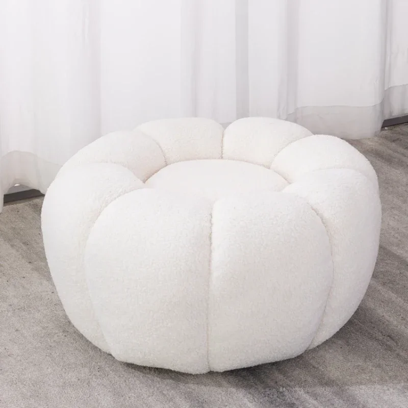 Pumpkin Sofa Ottoman:Lamb Fleece Adult and Child Round Stool Shoe Change Wooden Stools Stool Chair Portable Options