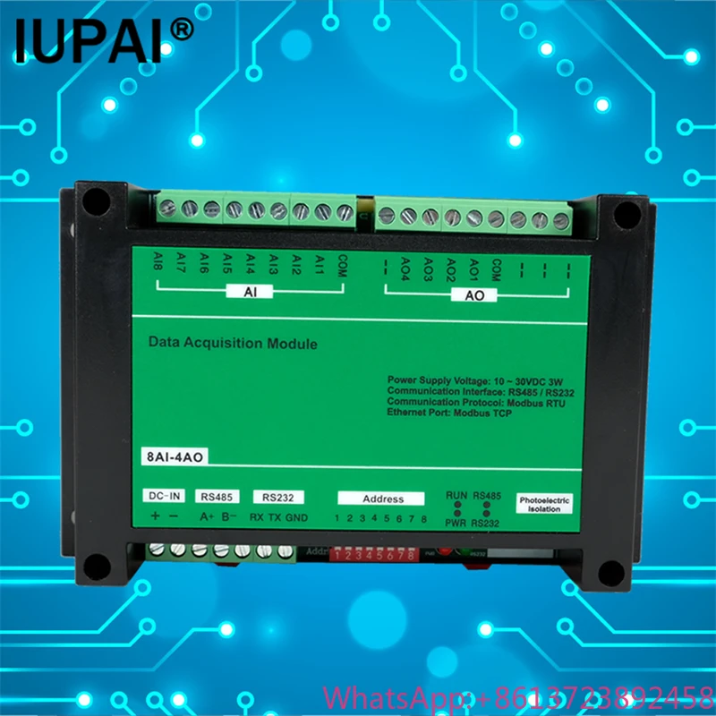 module-modbus-rtu-a-8-entrees-analogiques-et-4-sorties-analogiques-compatible-avec-les-cartes-d'extension-plc-compatible-4-20ma-0-10v