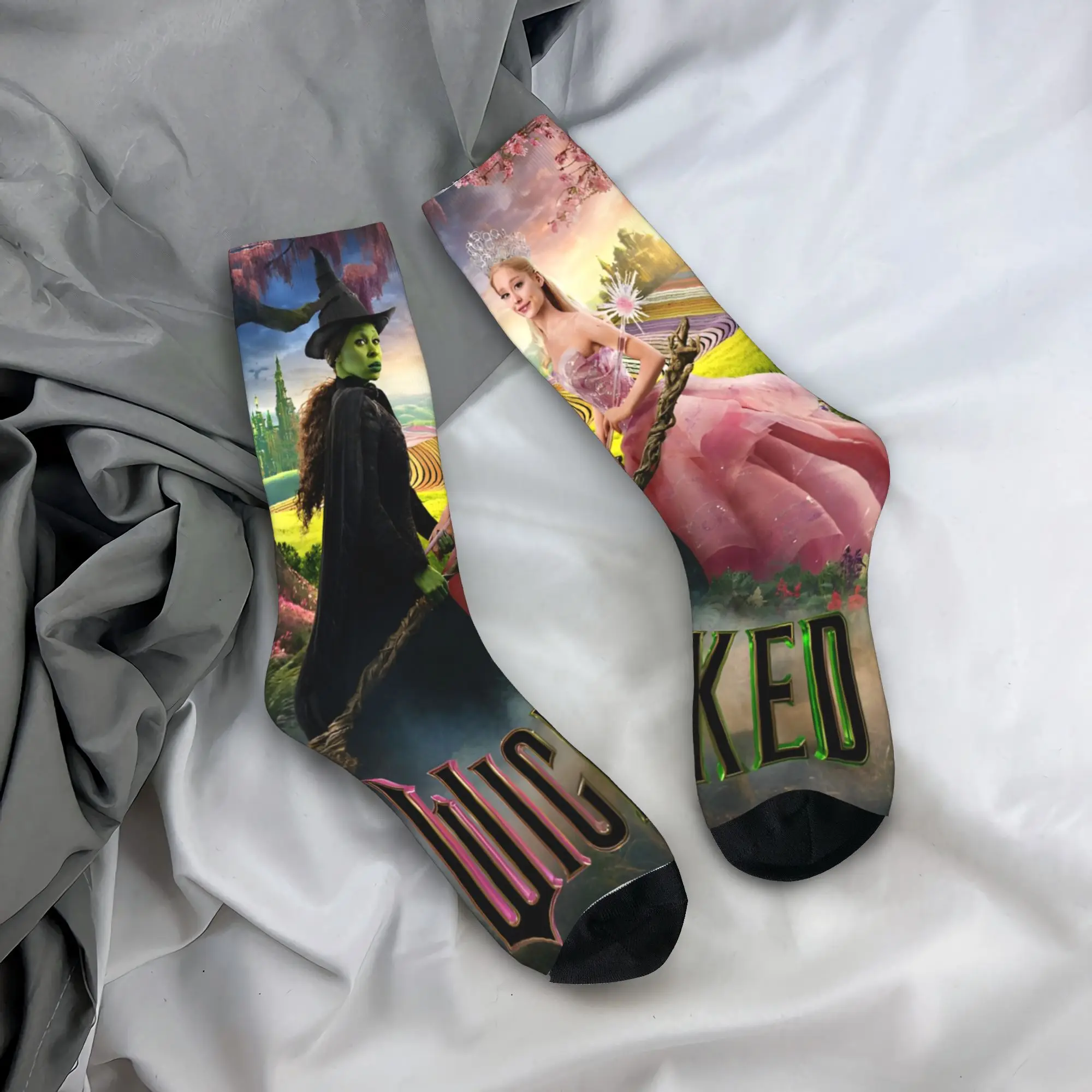 Wicked Elphaba & Glinda Tonal Calcetines Medias de otoño Pareja de moda Calcetines transpirables Diseño Skateboard Calcetines antisudor