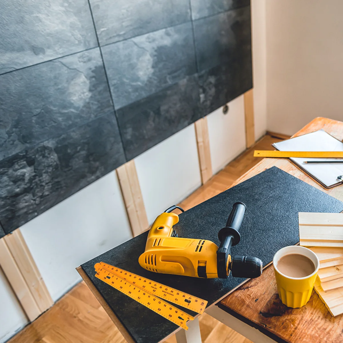 1 قطعة مسطرة بلاستيكية مقطعية لتعليم الرياضيات أداة قياس معايرة واضحة مع مقبض للطلاب والمعلمين والمكتب المنزلي #2