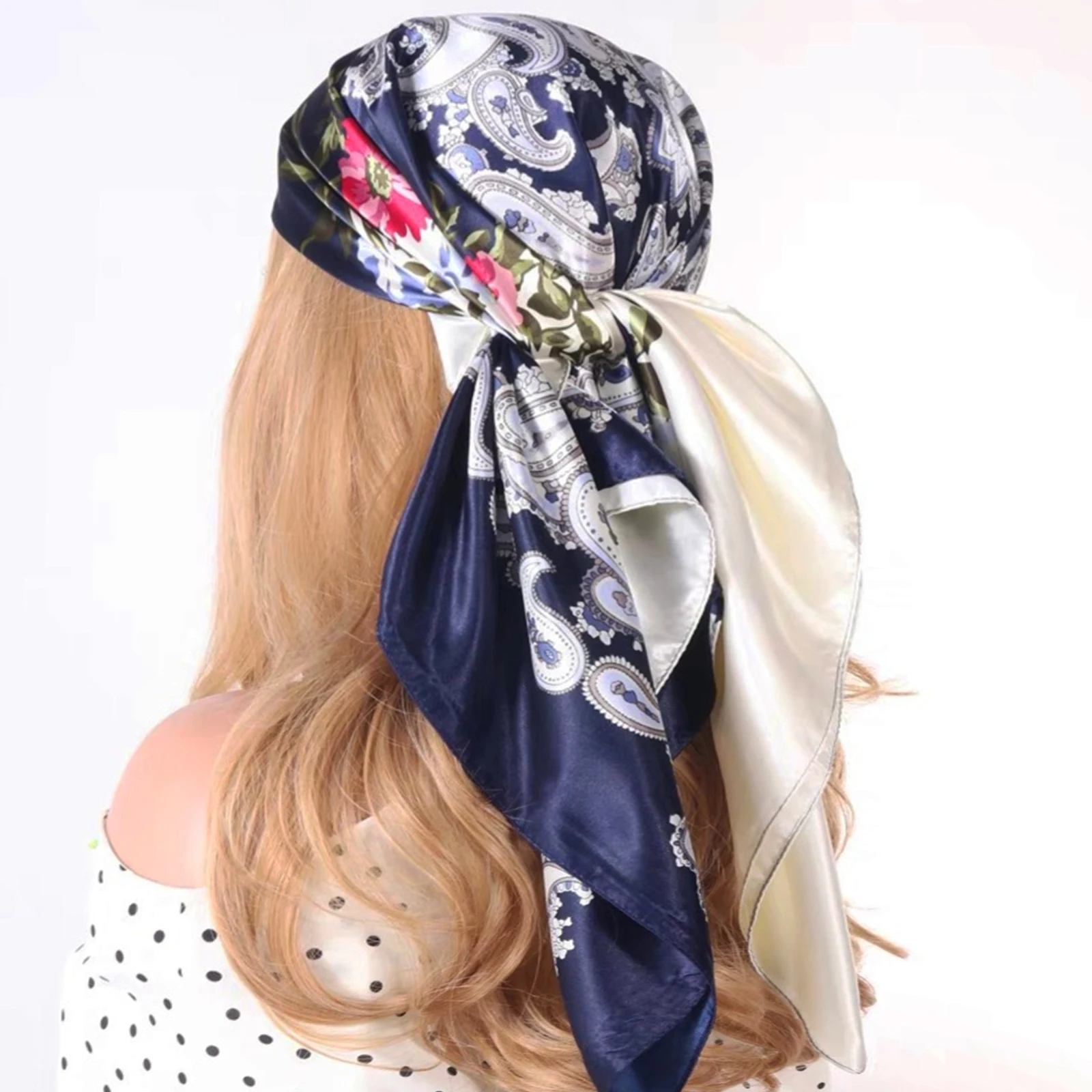 90*90cm fashion Silk Scarves Women Foulard Square head office Lady Shawl wrap muffler pareo Bandanna female chiffon hijab girl