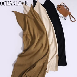 OCEANLOVE abiti da donna lavorati a maglia con scollo a V tutte le stagioni moda coreana Slim senza maniche abiti Mujer Mini abito Sexy Vintage