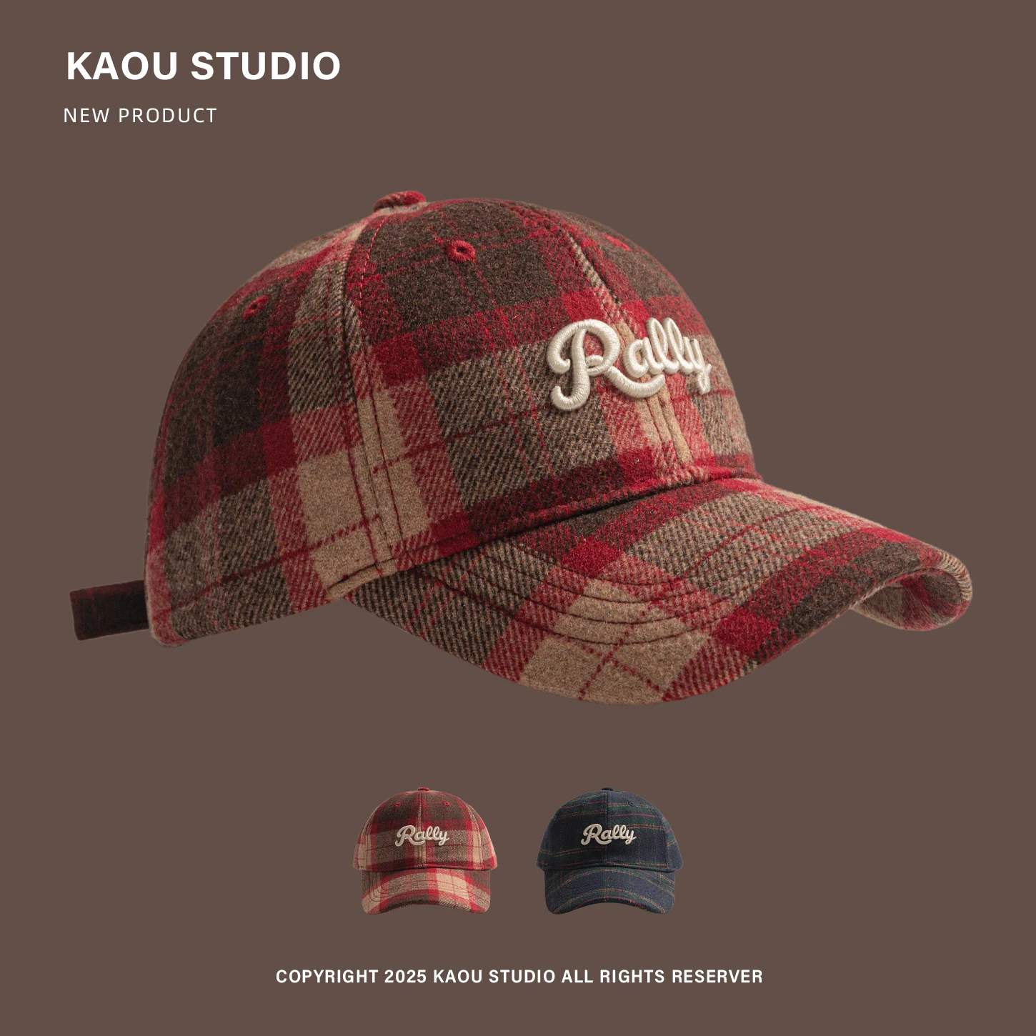 Woolen Baseball Cap Autumn Winter Three-Dimensional Letter Fashion Casual Plaid Duckbill Cap