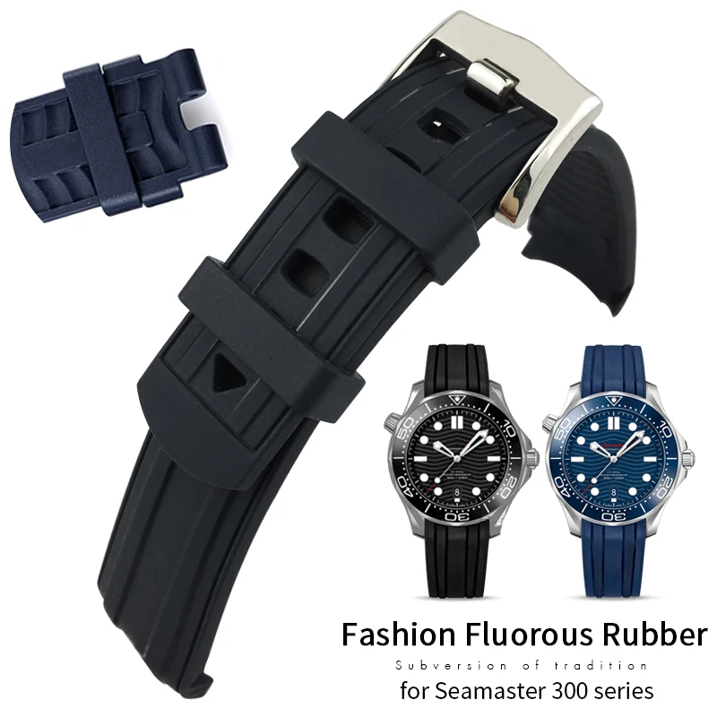 19mm 20mm 21mm weiches Gummi Silikon Armband für Omega Uhren armband Näher Taucher blau wasserdichte Armbänder Zubehör