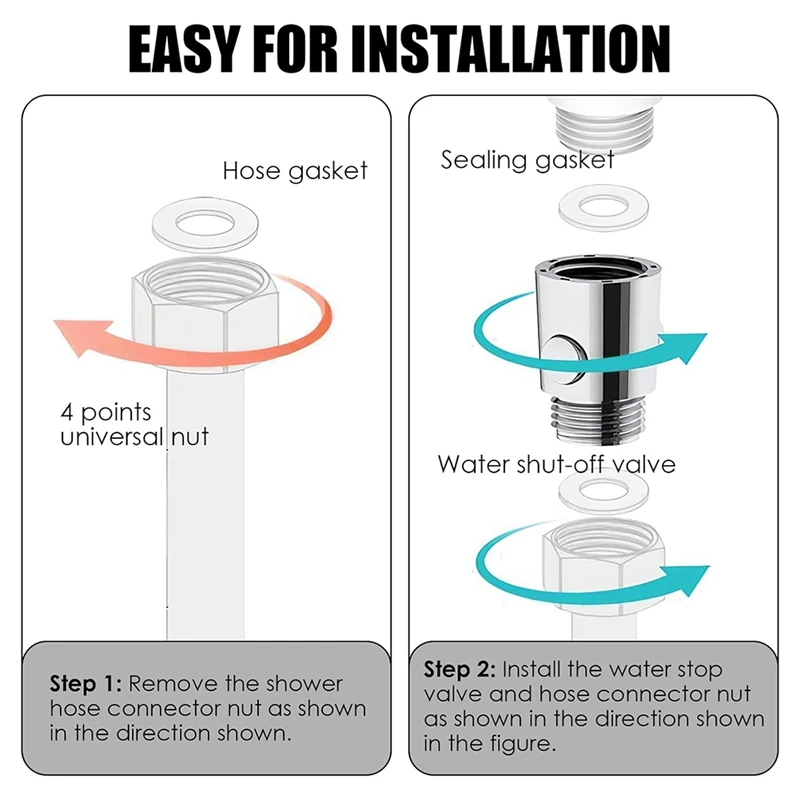 AB42-4 Pieces Shut-Off Valve, Flow Limiter Shower, G1/2 Flow Limiter, Shut-Off Valve For Bathroom And Shower