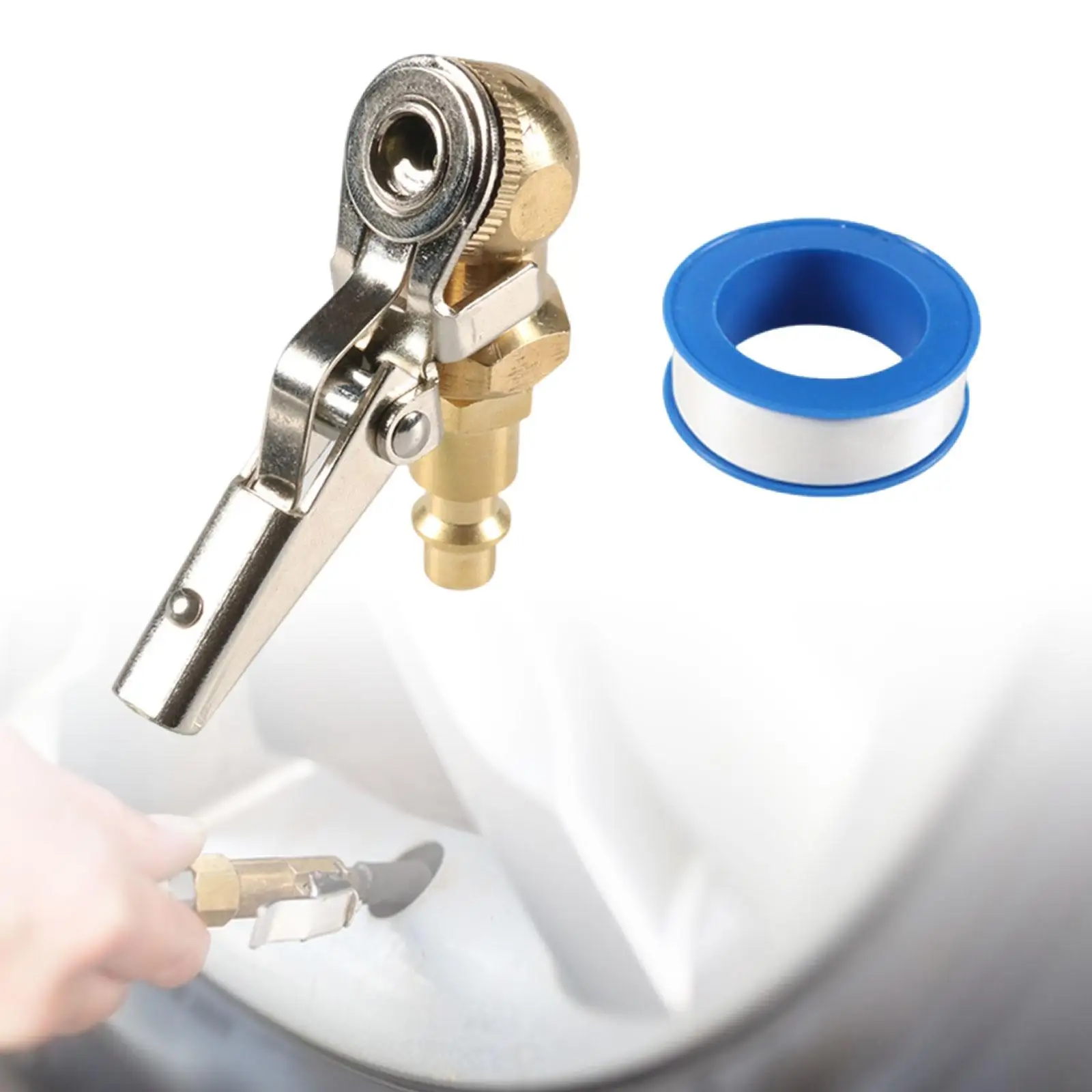 

Locking Tire Air Chuck with Clip Brass Quick Connect Heavy Duty Tire Chuck for