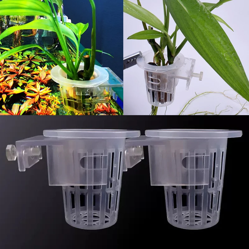 1/2 Pcs Hanging Aquarium Plant Holder Adjustable Fish Tank Planter Cups For Aquascape Decoration