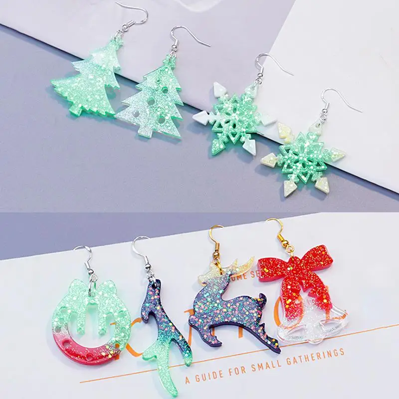 Christmas Earring Pendant Silicone Mold Christmas Elements Epoxy Resin Mould For DIY Ornaments Keychain Charm Epoxy Resin Crafts