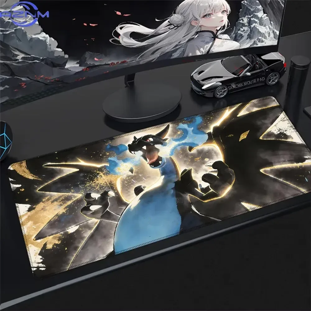 Golden Outline Blue Flame Dragon Anime Mouse Pad, Rubber Non Slip Desk Mat for Gaming Desktop Decor