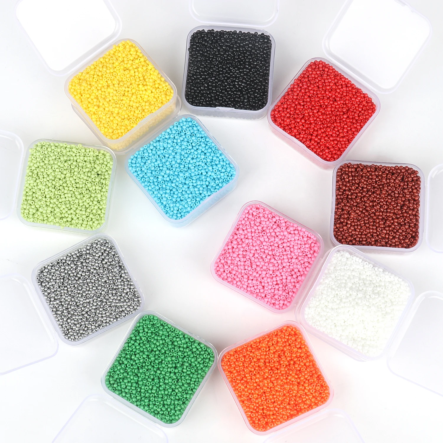 4000Pcs/Box 2mm Candy Color Glass Seed Beads Uniform Round Spacer Beads for DIY Handmade Jewelry Making Accessories