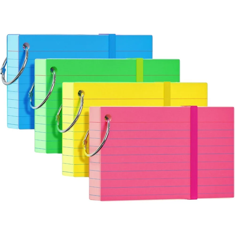 50Sheets Index Cards 3X5, Flash Cards with Ring, Index Cards with Ring, Ruled Note Cards with Ring, Flash Cards for Studying, 3X