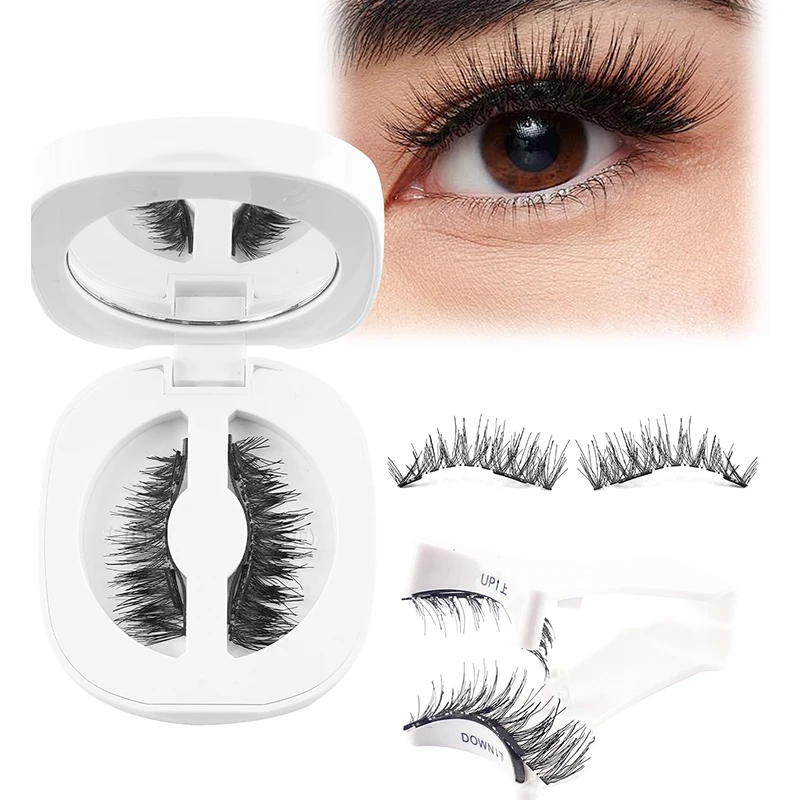 1 Pair Magnetic Eyelashes Natural Look Fluffy False Eyelashes No Glue Reusable Faux Mink Lashe with Tweezers Set Makeup Product