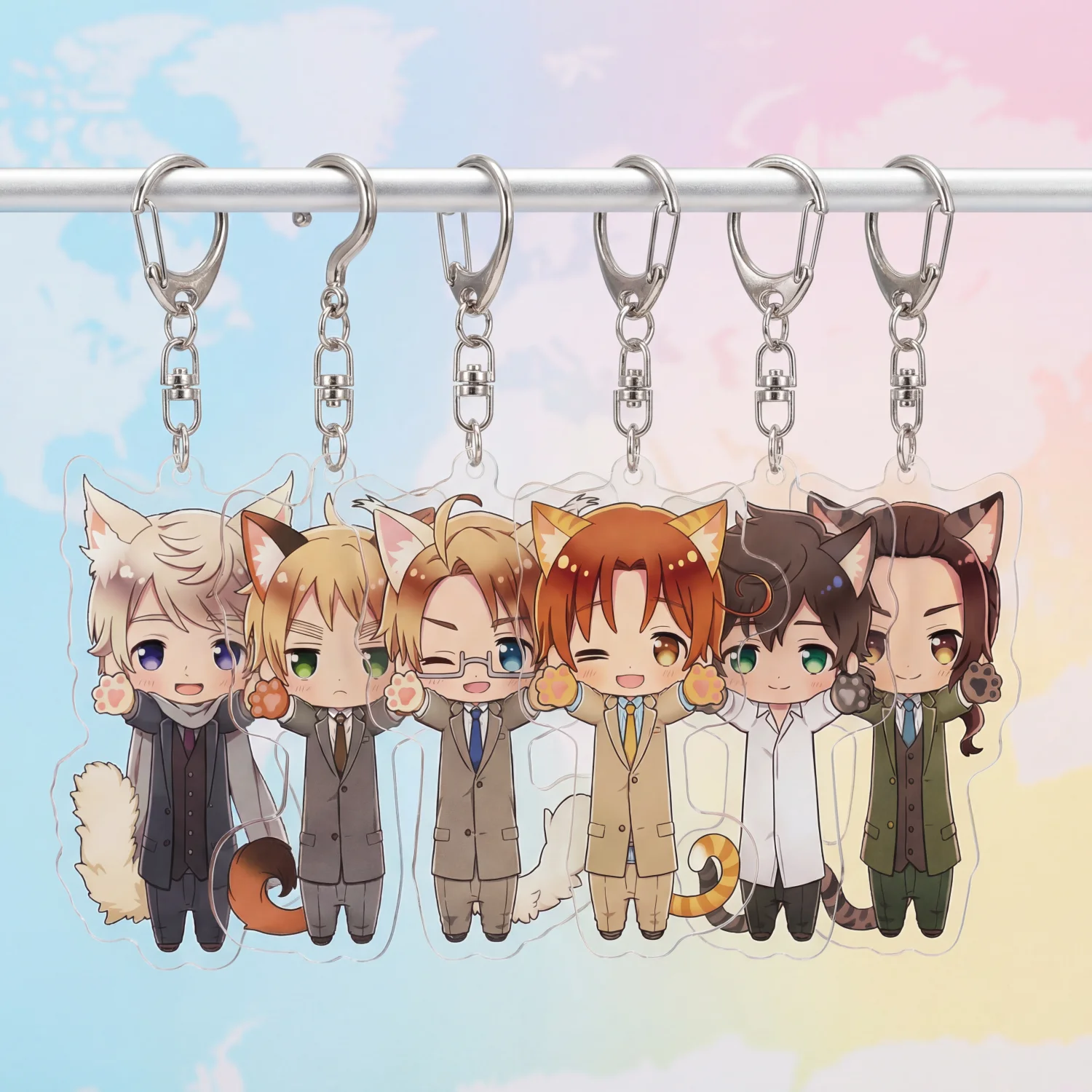Axis Powers Hetalia Chibi 6CM Acrylic Keychain Anime Pendant Car Key Chain Bag Charm Otaku Fans Gift Collection Decor