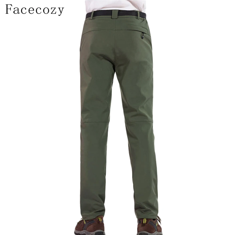 Facecozy Men Fleece Hiking&Camping Pants Female Outdoor Pantolon Fishing softshell Pant Waterproof Trekking Skiing Throuses