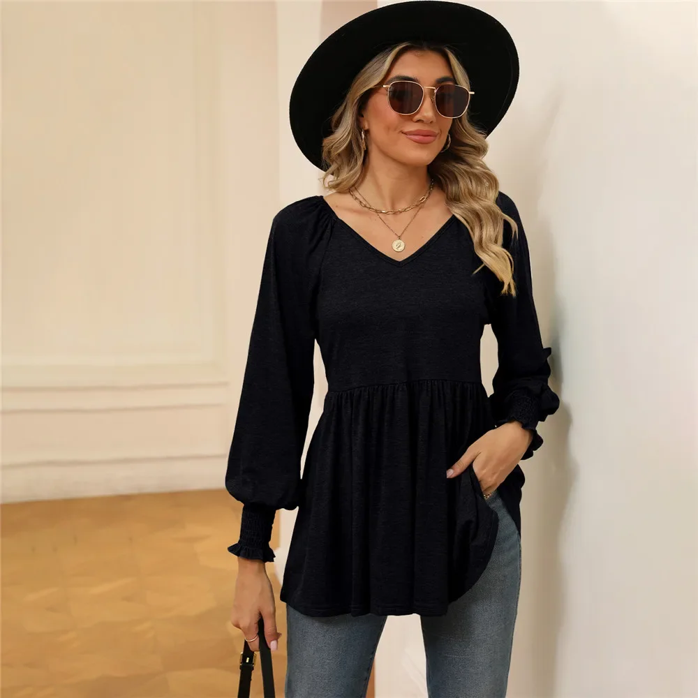 

Woman Clothing Summer T-shirt Long Sleeve Top Tees Korean Popular Clothes T Shirt for Women's Blouses Red Casual Tshirt