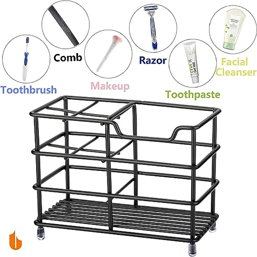 304 Stainless Steel Bathroom Toothbrush Holder Toothpaste Holder, Multi-slot Bathroom Accessory Organizer Storage Box