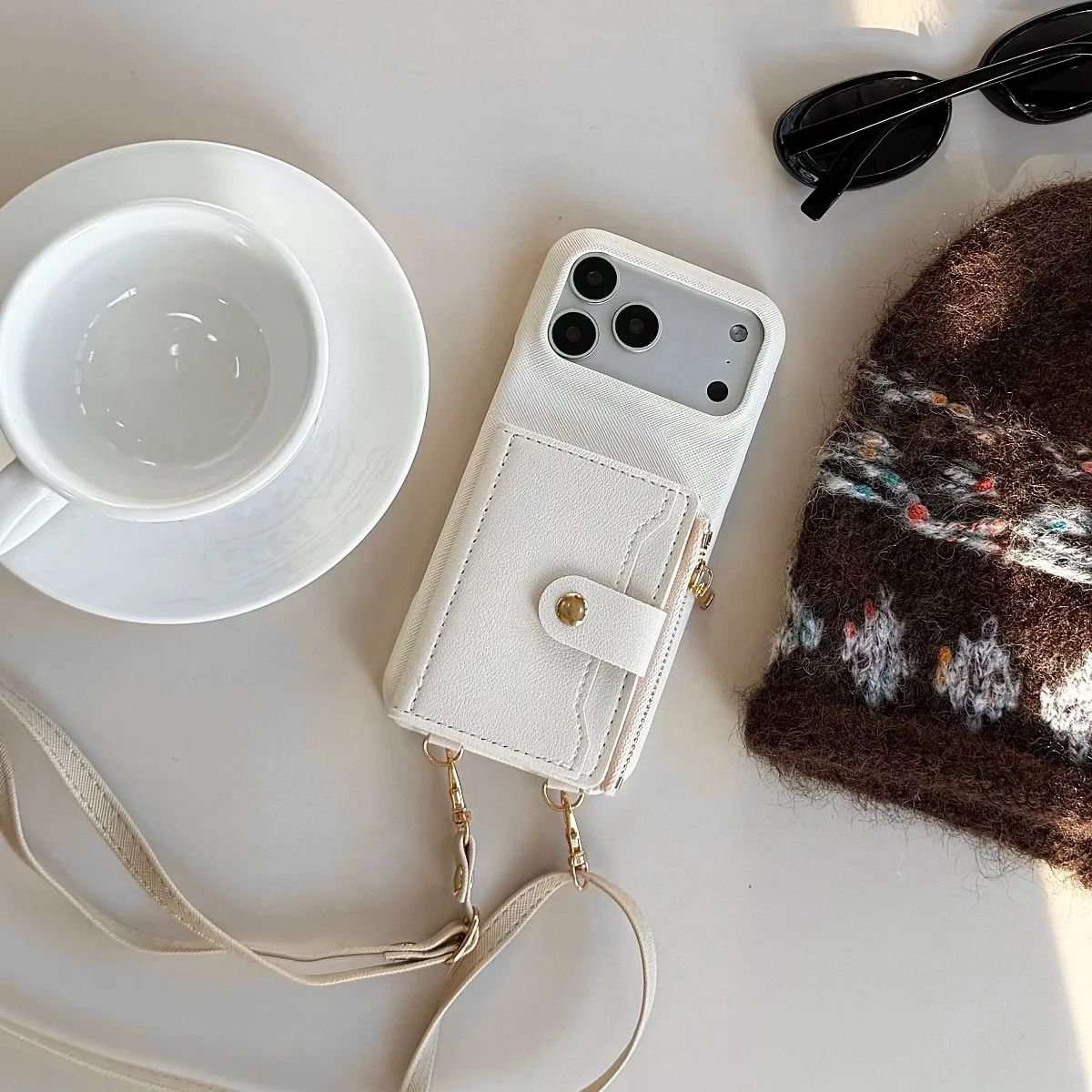 محفظة حزام جراب هاتف آيفون الهواء 17 16 15 برو ماكس 11 12 13 14 زائد فتحات بطاقة Crossbody الحبل بولي Leather الجلود غطاء سيليكون #3