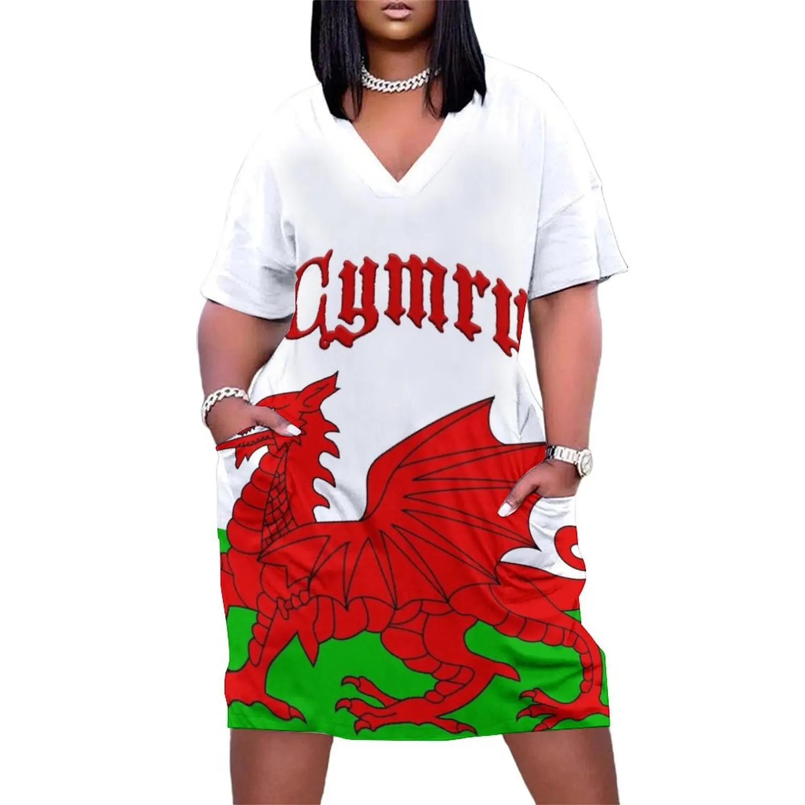 

Wales Cymru Flag Baner - High Quality Image Loose Pocket Dress women evening dress Cocktail of dresses