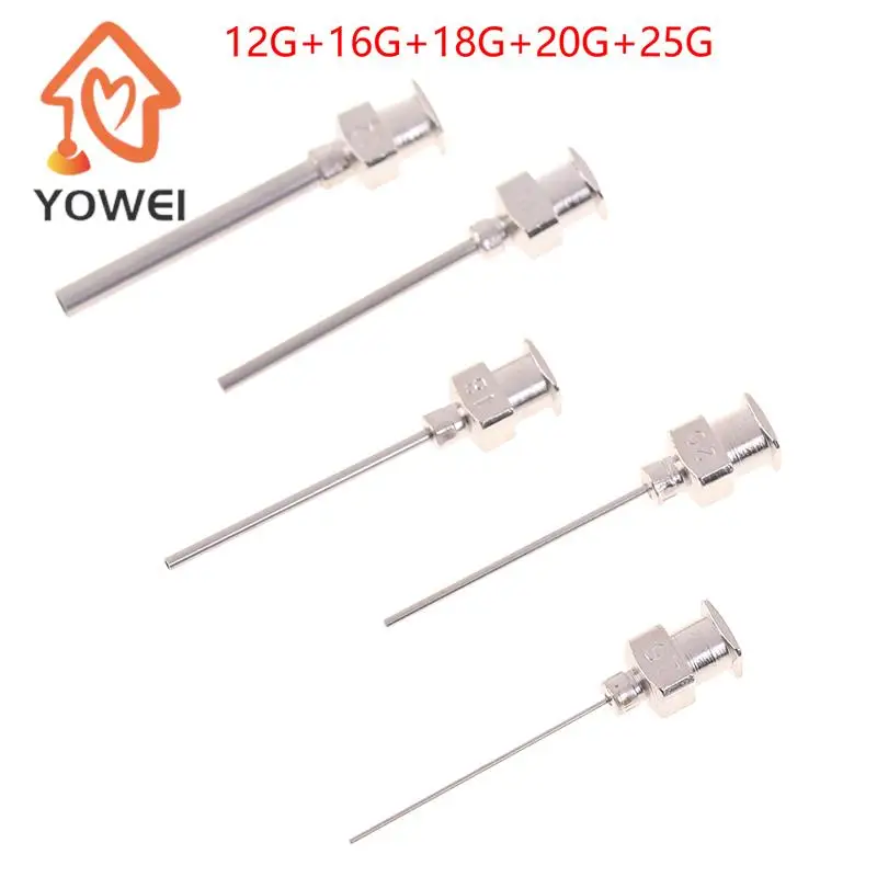 12G+16G+18G+20G+25G 5pcs Stainless Steel Needle Blunt Tip Syringe Dispenser Needles Dispensing Glue Accessories And Supplies