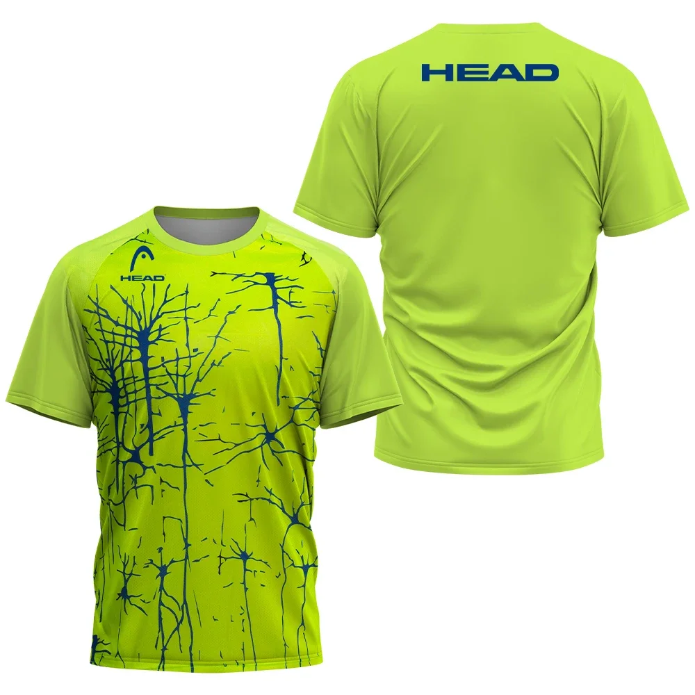 Ropa de entrenamiento de tenis para hombre, 3D Camiseta estampada con gradiente, ropa deportiva de bádminton al aire libre, Tops holgados de manga