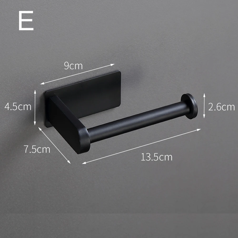 1pc New Stainless Steel Toilet Roll Holder Self  in Bathroom Black Finish Easy Installation no Screw