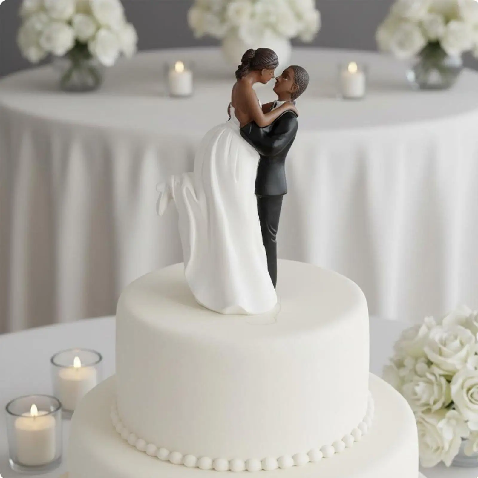 Bride and Groom Cake Topper Resin Wedding Couple Figurine Reusable Wedding Cake Figurine for Anniversary, Engagement Party,