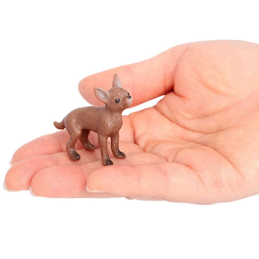 

2Pcs Chihuahua Dog Models Mini Realistic Figurines Kids Educational Toys Cognitive Gifts Decorative naments Action Figures
