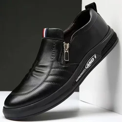 Sapatos casuais de couro masculino mocassins tendência marca sapatos de negócios outono deslizamento em homem plano tênis confortáveis mocassins zapatos hombre