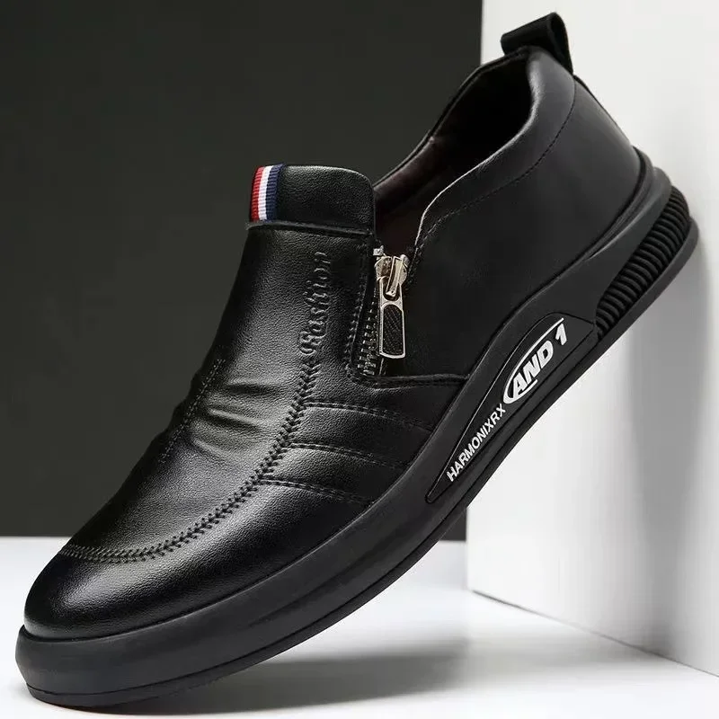 Przypadkowe skórzane buty męskie mokasyny Trend markowe buty biznesowe jesienne wsuwane płaskie męskie tenisówki wygodne mokasyny Zapatos Hombre