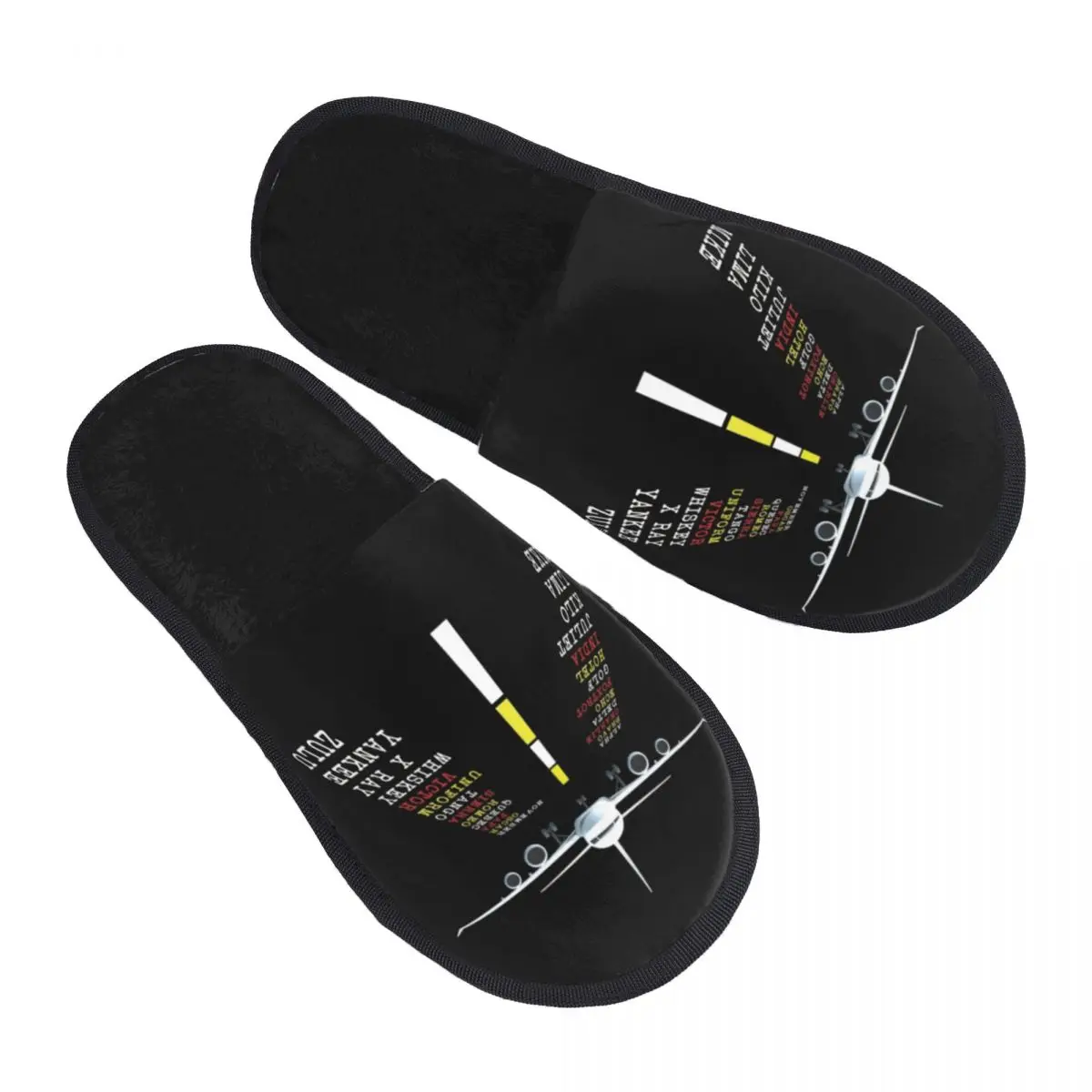 

Print Women Aviation Phonetic Alphabet House Slippers Cozy Warm Airplane Aviator Memory Foam Fluffy Slipper Indoor Outdoor Shoes
