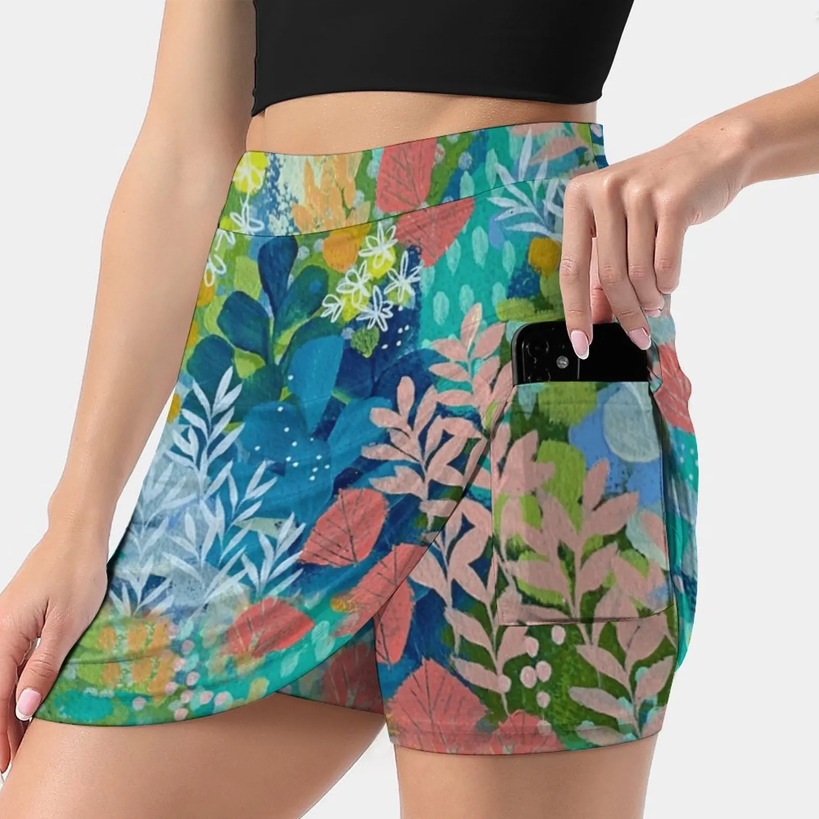 End Of The Rainbow Summer Women'Sshorts Skirt 2 In 1 Fitness Yoga Skirt Tennis Skirts Clair Bremner Abstract Floral Pretty