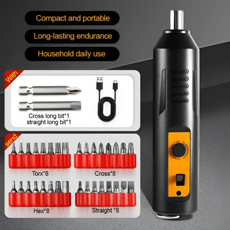 Electric Screwdriver Set Rechargeable Hand Drill Impact Driver Small Cordless Lithium Battery Tool Set Portable Home Use