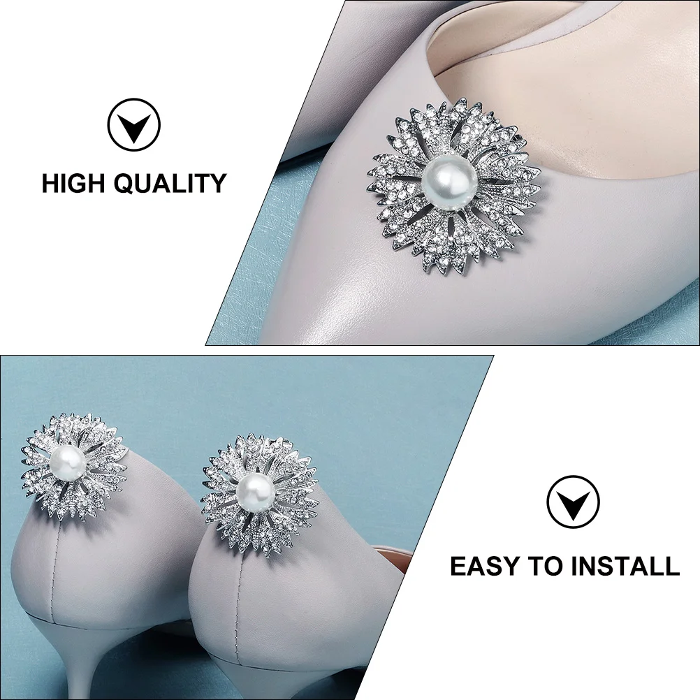 

Shoe Flower Jewelry Pearl Clips Teardrop DIY Buckles nament Alloy Accessories Rhinestone Elegant Fashion Decor Practical Long